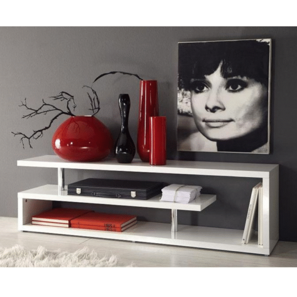 ترابيزة تليفزيون من كونكريت - لون ابيض