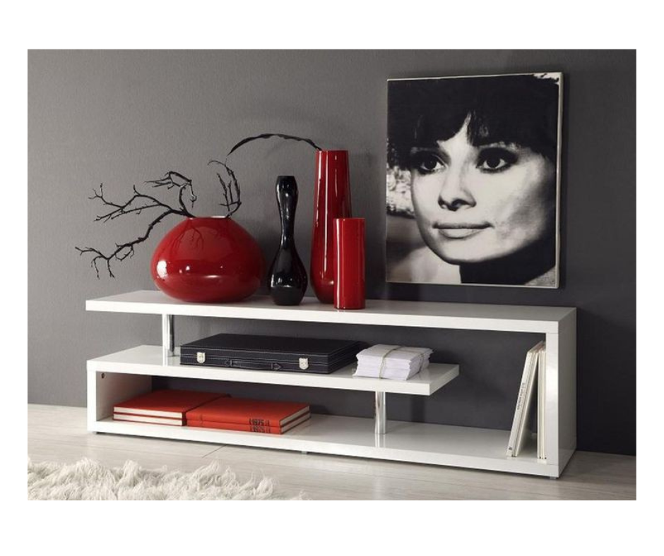 ترابيزة تليفزيون من كونكريت - لون ابيض