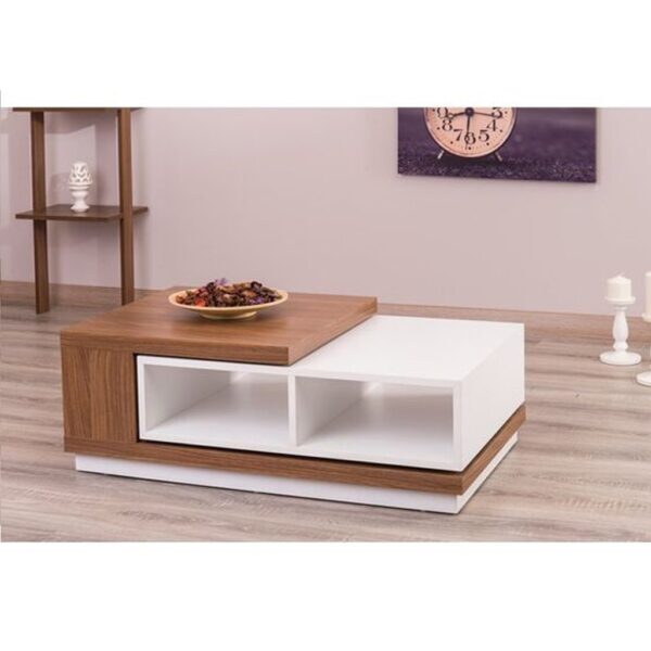 ترابيزة قهوة - بني وأبيض ام دي اف